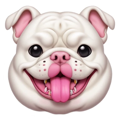 all white bulldog laying down tongue out sticker