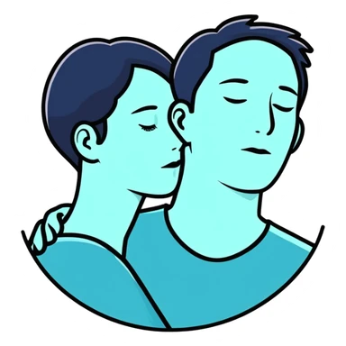 Silhouette of couple resting their heads against each other  sticker