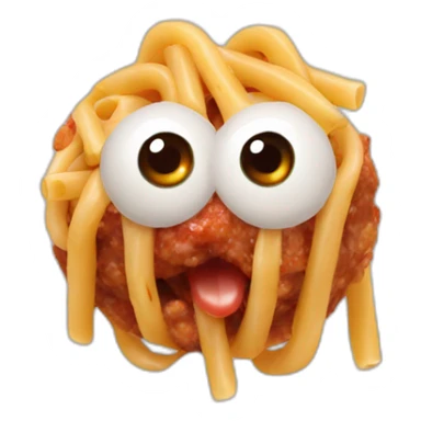 Pasta with a meatball on its head with eyes sticker