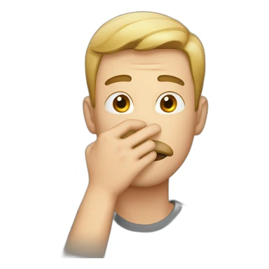 man covering mouth with hand sticker