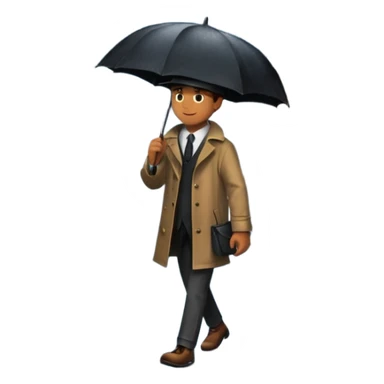 Man with umbrella , streetlight reflection, Midnight Wanderer. sticker
