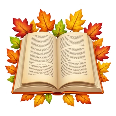 autumn open book with leaves on it sticker