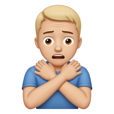 having a hard person like a head and neck of a person and their hands like crossed idk their neck like their chocking themselves but in a joking way like frustration sticker