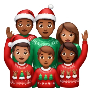 Black family having Christmas together sticker