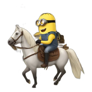 minion riding an horse to a house sticker