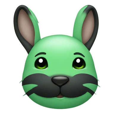 Two baby green and black rabbit face sticker