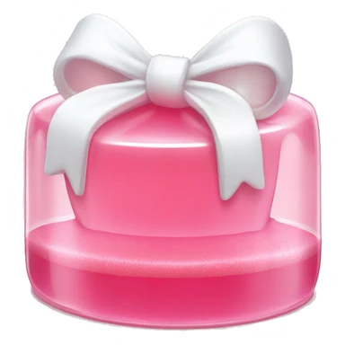 Light Pink Jello with a white Bow on top on a white playe sticker