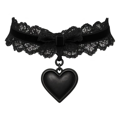 Add a heart-shaped pendant to the black goth choker, keeping the gothic style. Remove the background. sticker