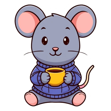 Sweet mouse in a cozy sweater enjoying a cup of tea sticker