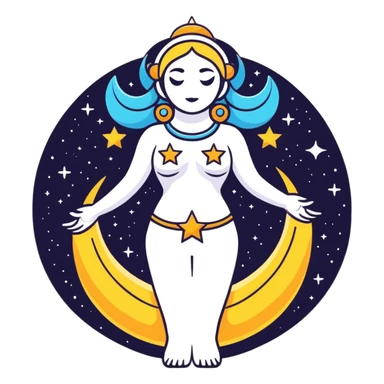fullbody universe goddess with cosmic elements and stars sticker