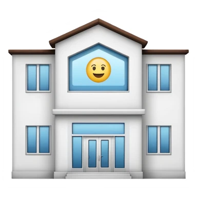 front view of a clinic building with a see-through window, emoji style sticker