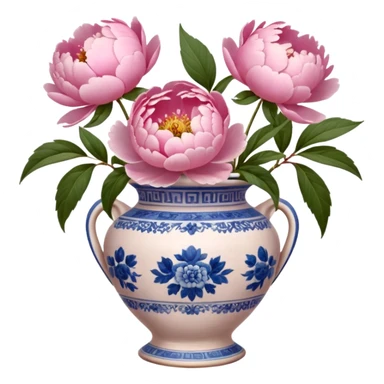 Pink peonies in a vintage vase sticker