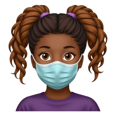 bun haired black woman with covid mask sticker