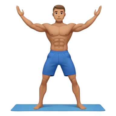 buff man blue shorts warrior-II-yoga sticker