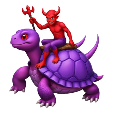 A devil riding a purple turtle sticker