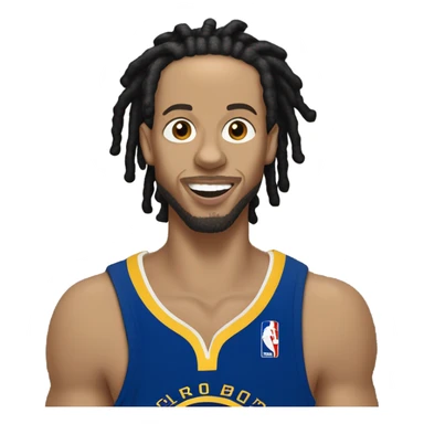very light skin guy with 2 strand black dreads yelling with a steph curry jersey on with dread that are long to his shoulders sticker