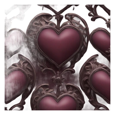 A burgundy heart with a black moon and a Gothic cross in the background sticker