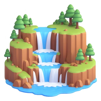 Make the waterfall more realistic but keep the overall look similar in microsoft 3d fluent emoji style. sticker