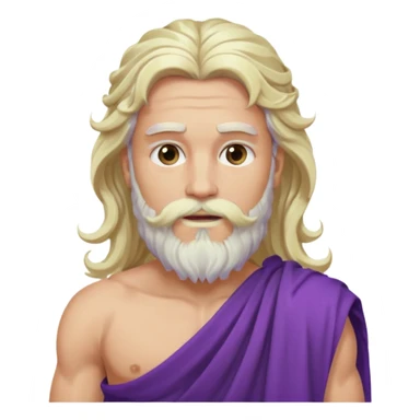 Jupiter from The Olympians with long platinum blonde wavy hair and beard, purple toga sticker