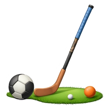 green grass, field hockey stick, field hockey ball sticker
