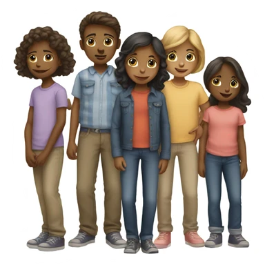 Seven siblings with four boys and three girls sticker