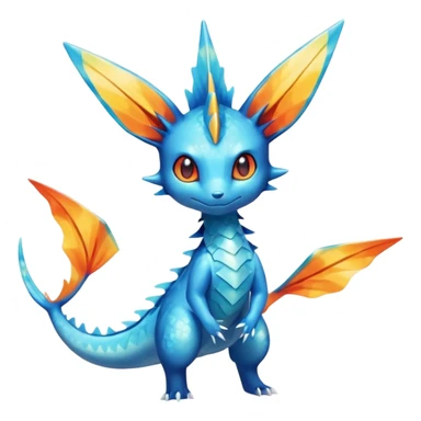 Colorful Shiny Exotic Victini-Salandit-Vaporeon-Fakémon-hybrid-creature (full body)  sticker