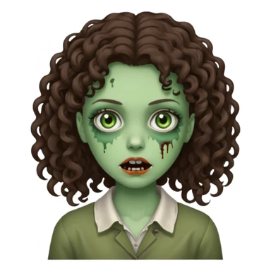 zombie brunette girl with curly, almost straight hair sticker