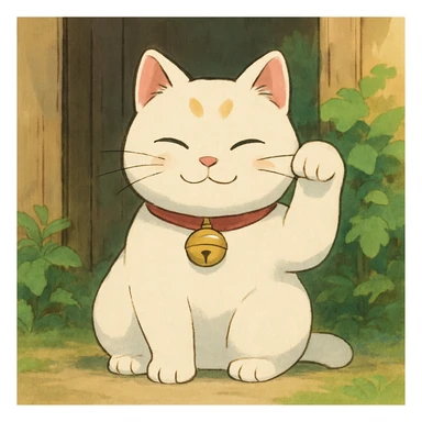 white lucky cat sticker