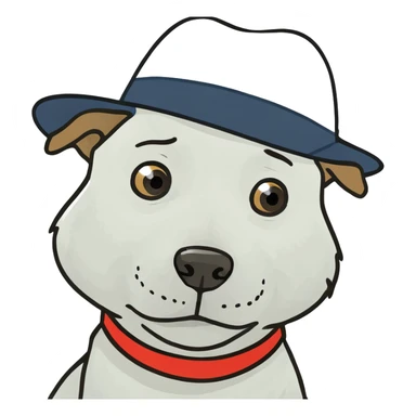 Dog with a hat sticker