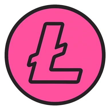 Litecoin logo in pink, clean and modern style sticker