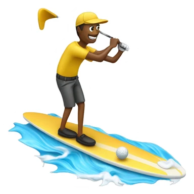 Golfer golfing on a surf board  sticker