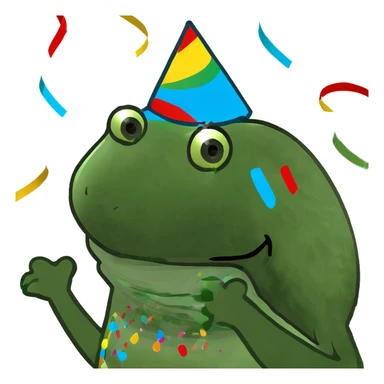 Realistic birthday cake with ballons and confeti sticker