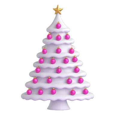 white Christmas tree with pink ornaments sticker
