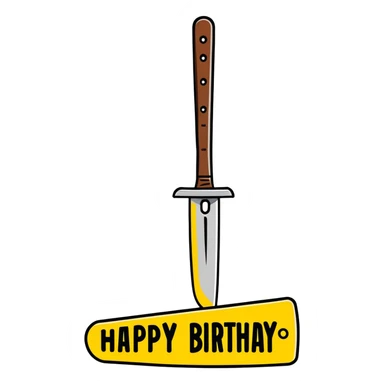 A gold machete with Happy Birthday 916 sticker