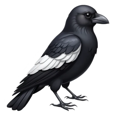 crow with black body and white breast feathers sticker