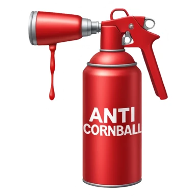 red spray can that says *Anti-cornball spray* on it sticker