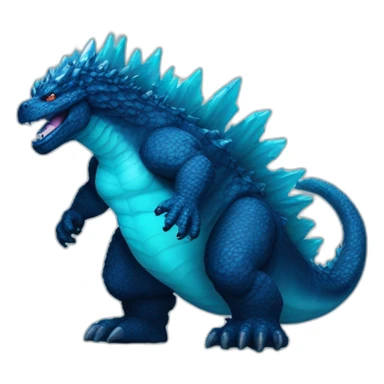 dark Blue godzilla with cyan crystals on its back sticker
