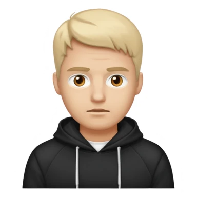 Crea un hombre alto, blanco, rubio, con ojos café claro, con músculos, camisa blanca con una sudadera negra, alto y guapo sticker