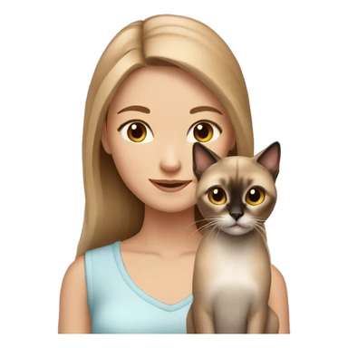 Light brown hair girl with Siamese cat sticker