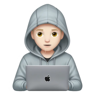 hacker with laptop wearing hoodie sticker