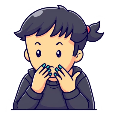 Nervous character biting nails sticker