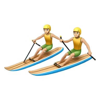A pair of water skis in close-up glide through the water without a human sticker