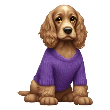 Cocker spaniel in purple sweater sticker