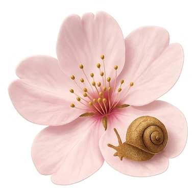 pink cherry blossom with a tiny snail sticker