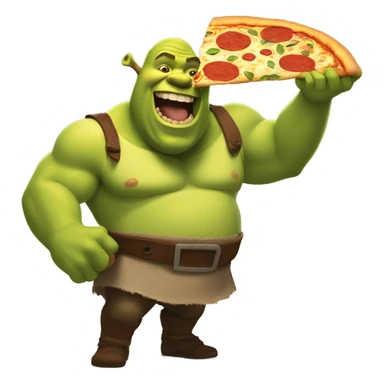 Shrek eating a pizza sticker