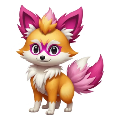 Electric snowy white pink magenta feathery Fennekin-Growlithe-Electrike-fusion (full body) sticker