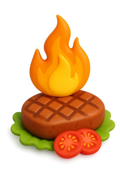 fiamma su cibo, metabolismo 3d sticker