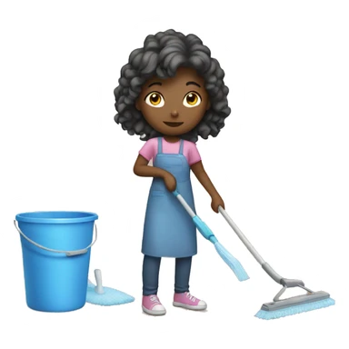 Girl cleaning  sticker