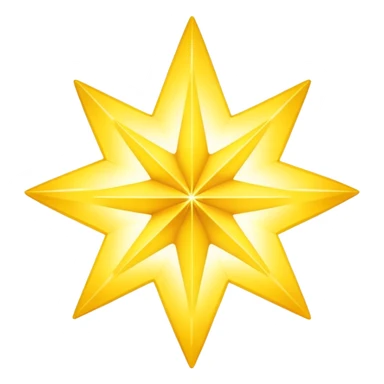 yellow volumetric 4-pointed star, four terminal star sticker