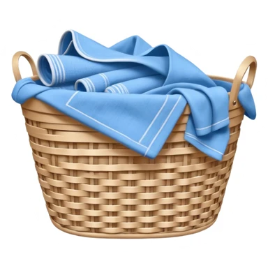 white LAUNDRY BASKET WITH FOLDED blue CLOTHES sticker